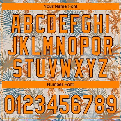 Custom Cream Bay Orange-Brown 3D Pattern Design Hawaii Palm Leaves Authentic Baseball Jersey