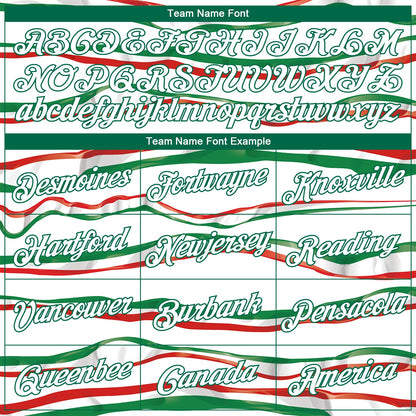 Custom White Kelly Green-Red 3D Mexican Flag Authentic Basketball Jersey