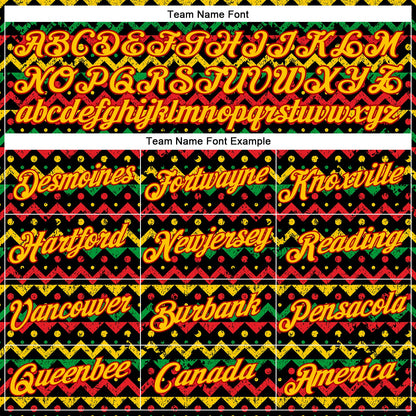 Custom Black Yellow-Red 3D Pattern Design Black History Month Performance T-Shirt