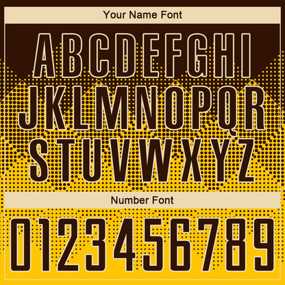 Custom Yellow Brown-Cream Round Neck Sublimation Basketball Suit Jersey