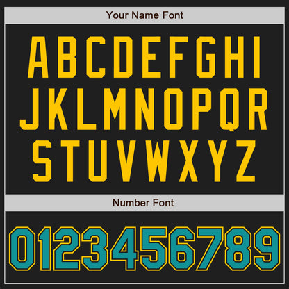 Custom Black Yellow Pinstripe Teal Authentic Baseball Jersey