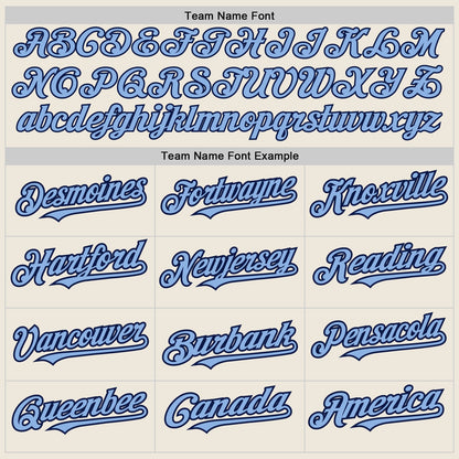 Custom Cream Navy Pinstripe Light Blue Authentic Baseball Jersey