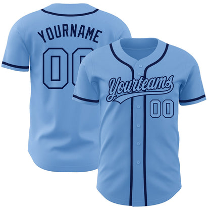 Custom Light Blue Light Blue-Navy Authentic Baseball Jersey