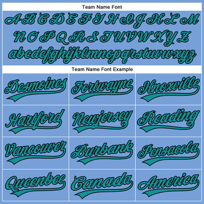 Custom Powder Blue Black Pinstripe Teal Authentic Baseball Jersey