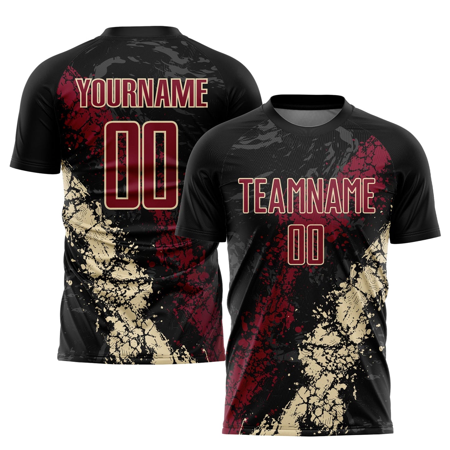 Custom Black Crimson-Cream Sublimation Soccer Uniform Jersey