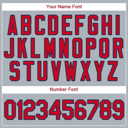 Custom Gray Red-Navy Baseball Jersey
